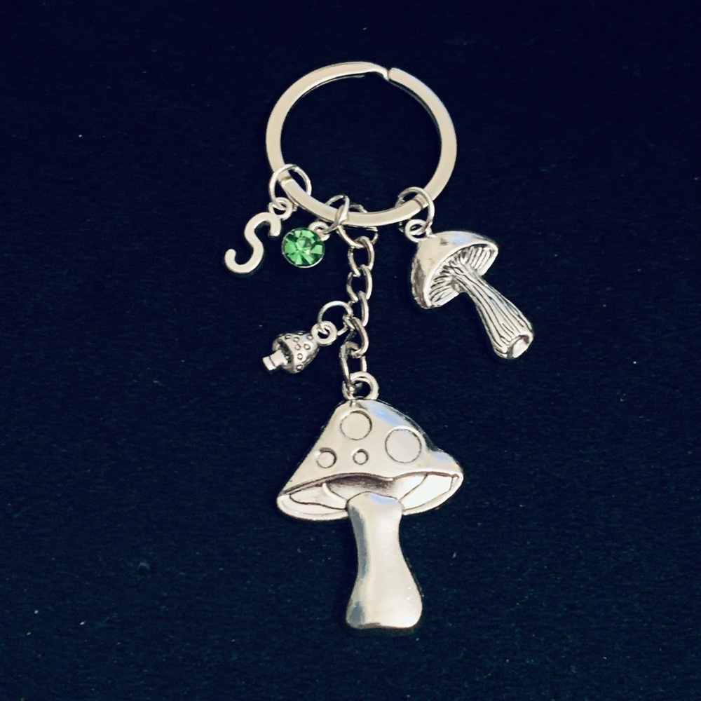 Mushrooms themed keychain personalized